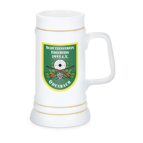 Bierkrug mit 3 Goldlinien ohne Zinndeckel STÄNDEKRUG 700 ml