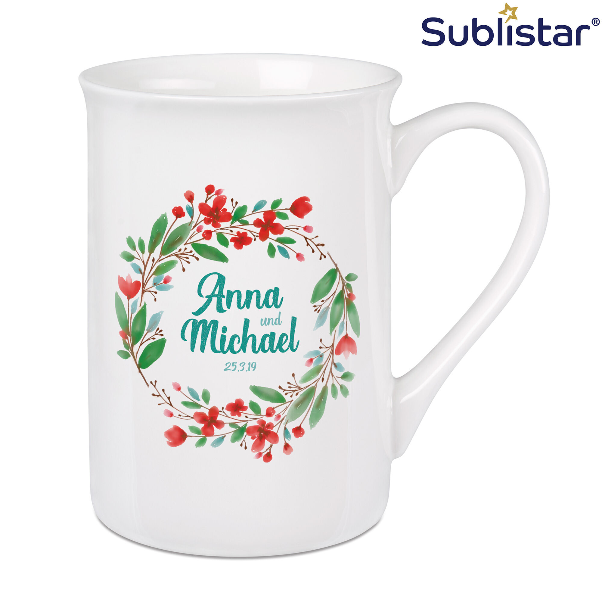 Sublistar® Schlanke Tasse Bone China 10oz