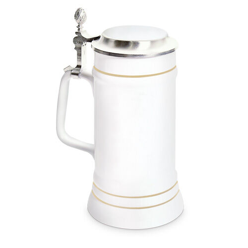 Bierkrug mit 3 Goldlinien und Zinndeckel STÄNDEKRUG 700 ml